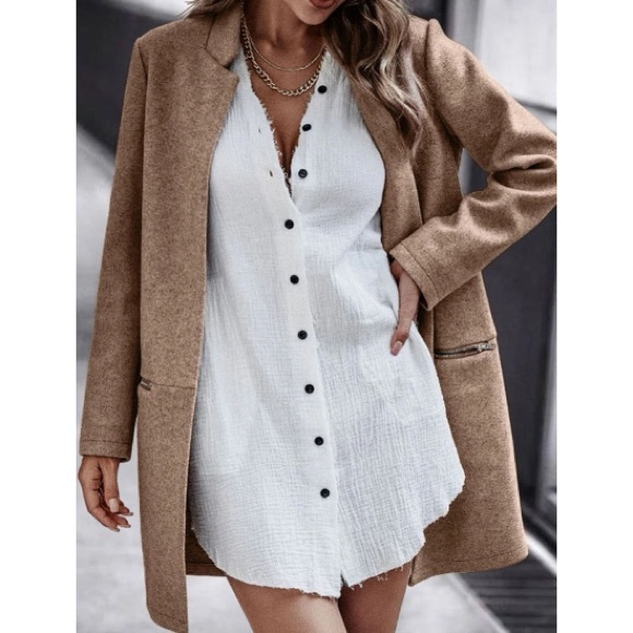 Luxe lapel collar open front coat - Picture 4 of 4